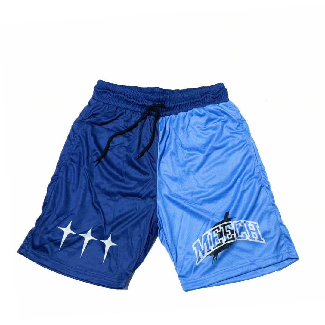 Half and Half Blue Shorts